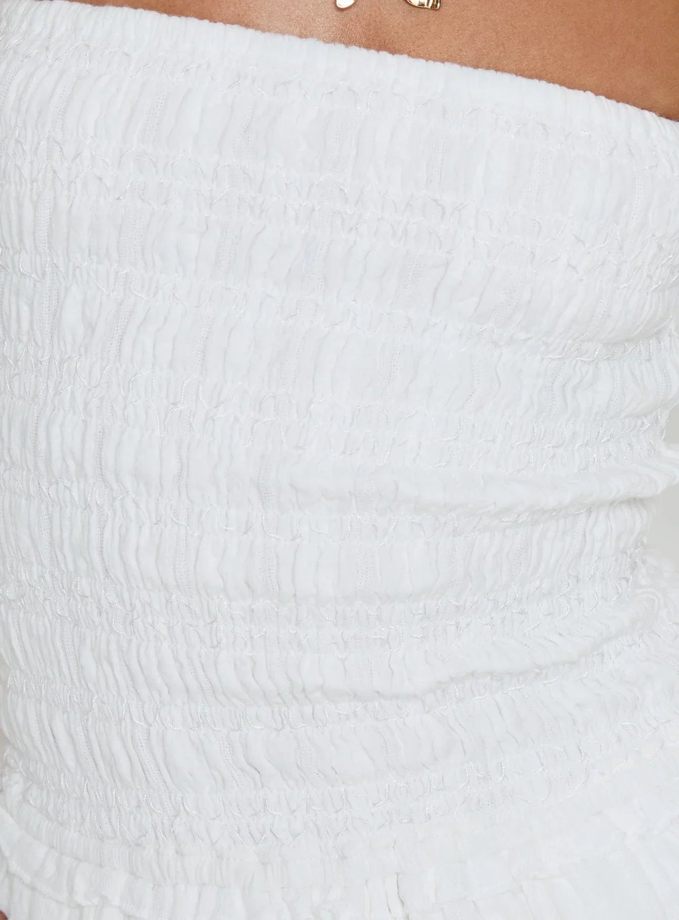 Ayanni Shirred Strapless Mini Playsuit White