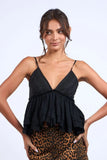 Lexi Black Ruffle Babydoll Cami Top