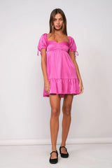 Addison Pink Puff Sleeve Mini Dress