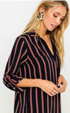 From the City Navy and Rust Striped Shirt Dress