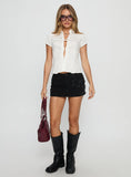 Rewrite Lace Up Short Sleeve Shirt White