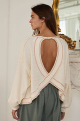 Libby Cream Open Back Long Sleeve Top