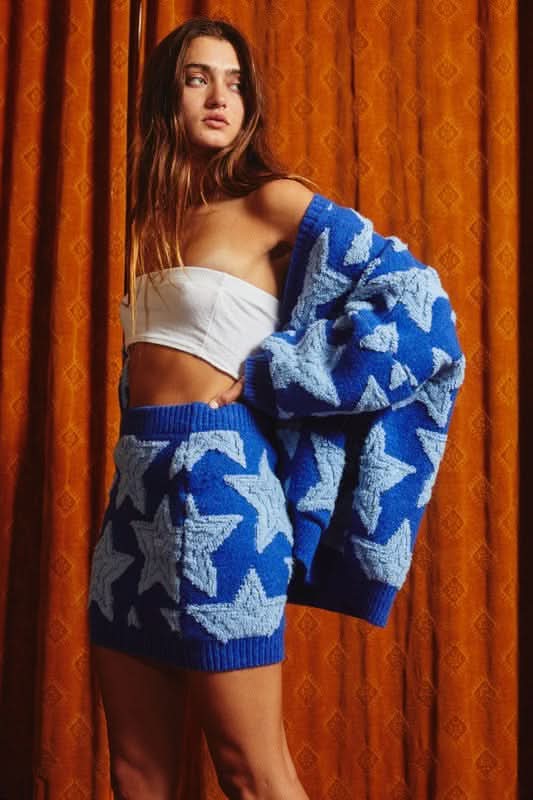 Meet Me At Midnight Blue Star Mini Skirt