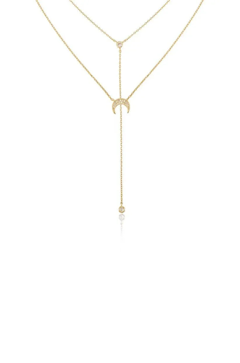 Dainty Gold Layered Crescent Moon Necklace Set