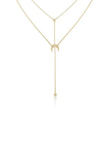 Dainty Gold Layered Crescent Moon Necklace Set
