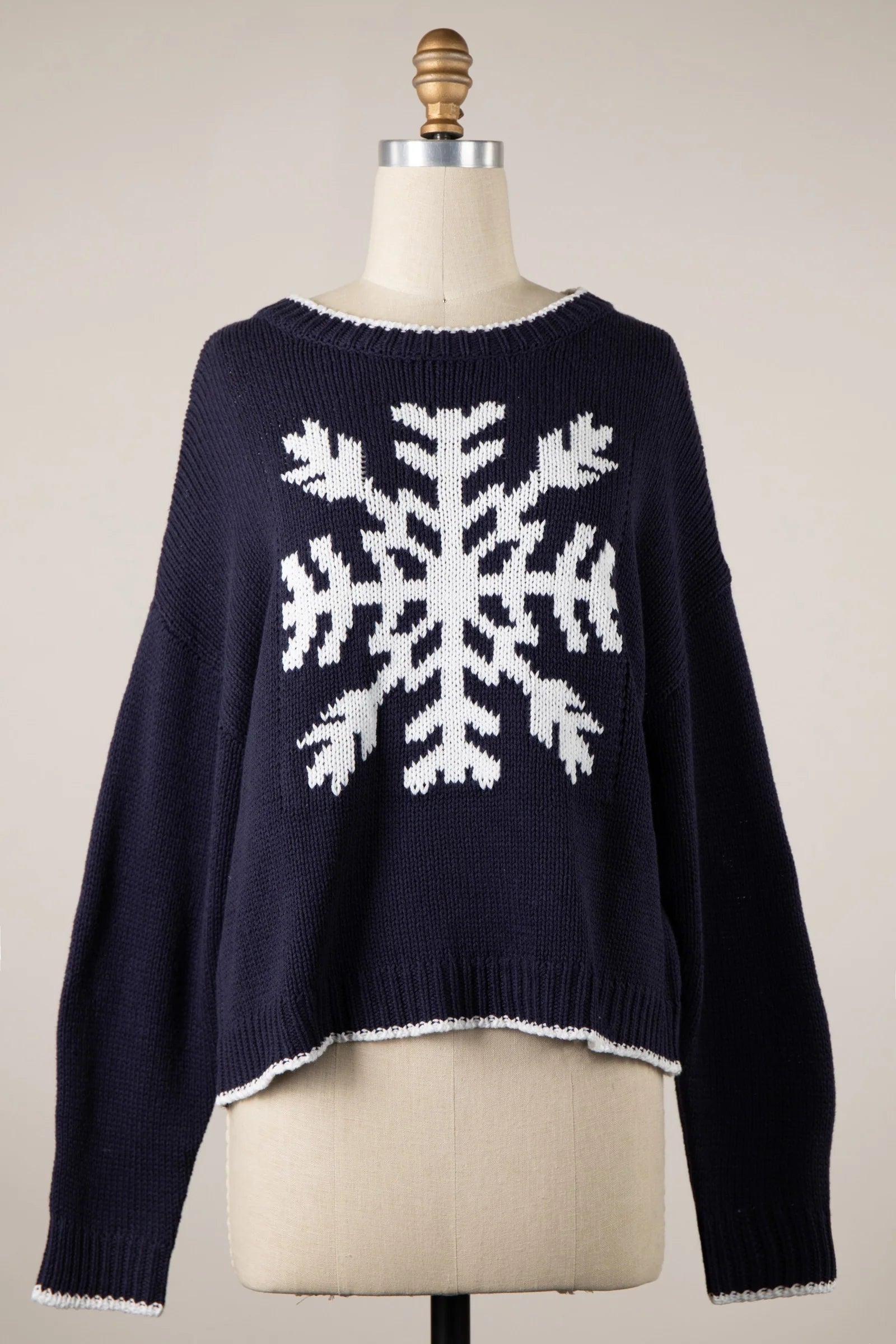 Snowflake Navy Oversized Pullover Sweater