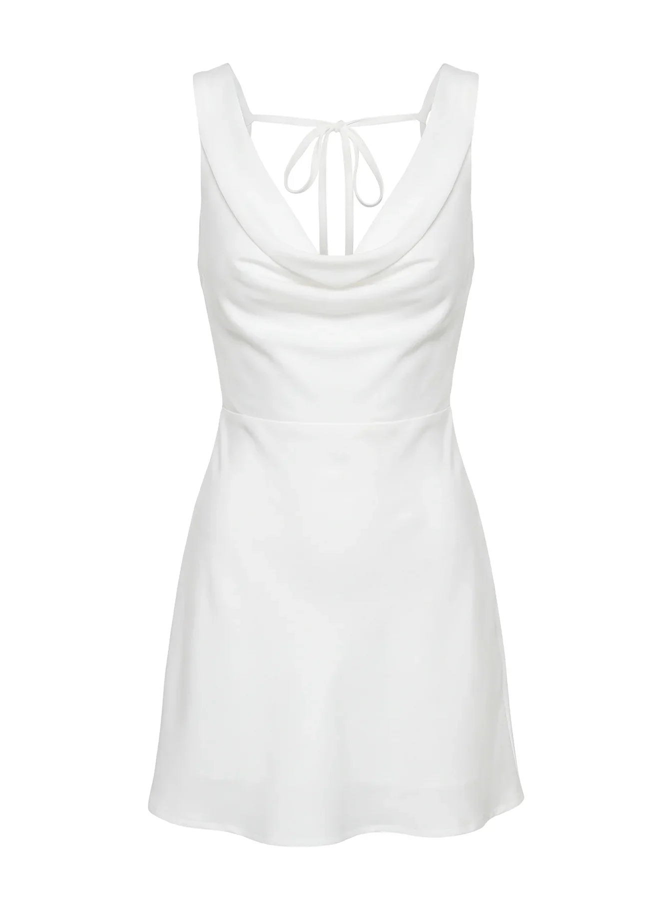 Rozalinda Halter Plunge Mini Dress White