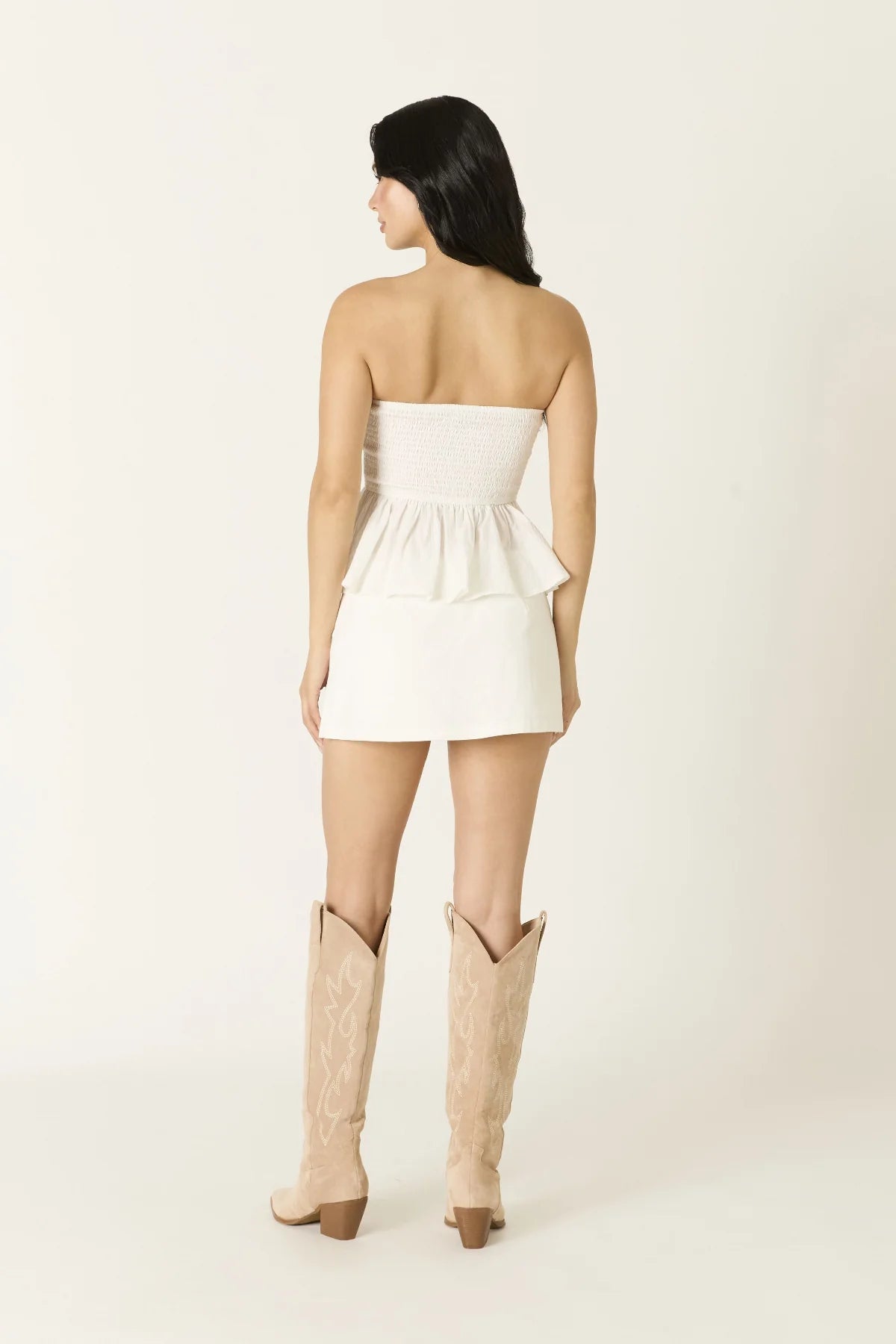 Genevieve White Peplum Tube Top