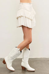 Monaco White Ruffled Skort