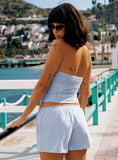 Into The Groove Strapless Top Blue Stripe