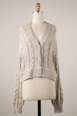 Chilton Beige Cable Knit Cardigan Sweater