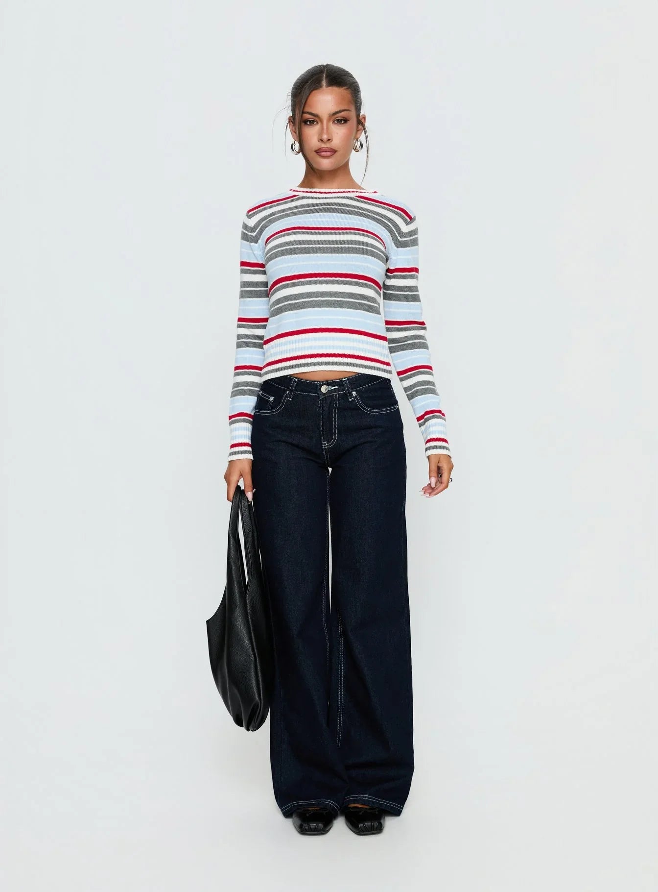 Briette Long Sleeve Top Blue Red Stripe