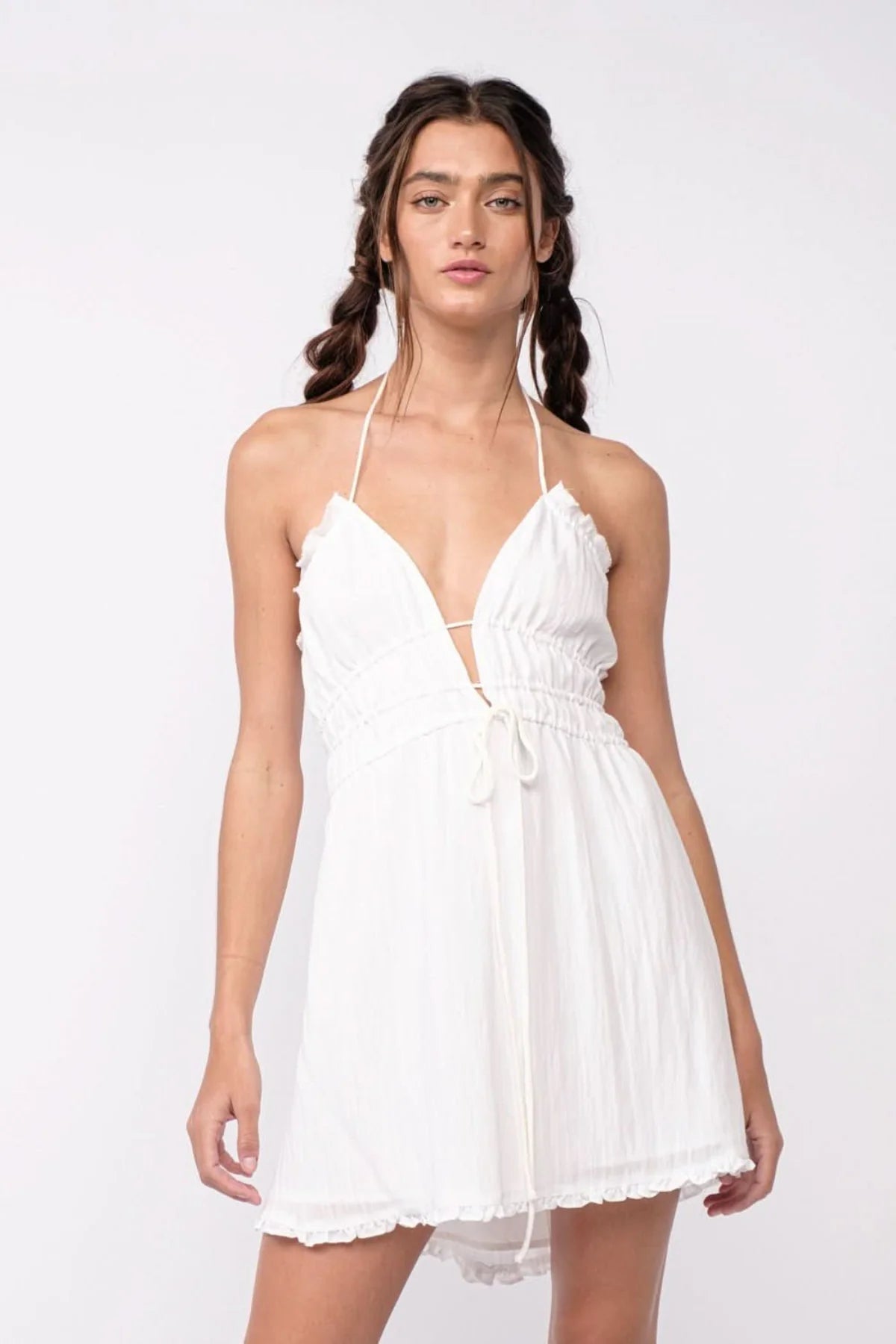 Kristen White Halter Mini Dress