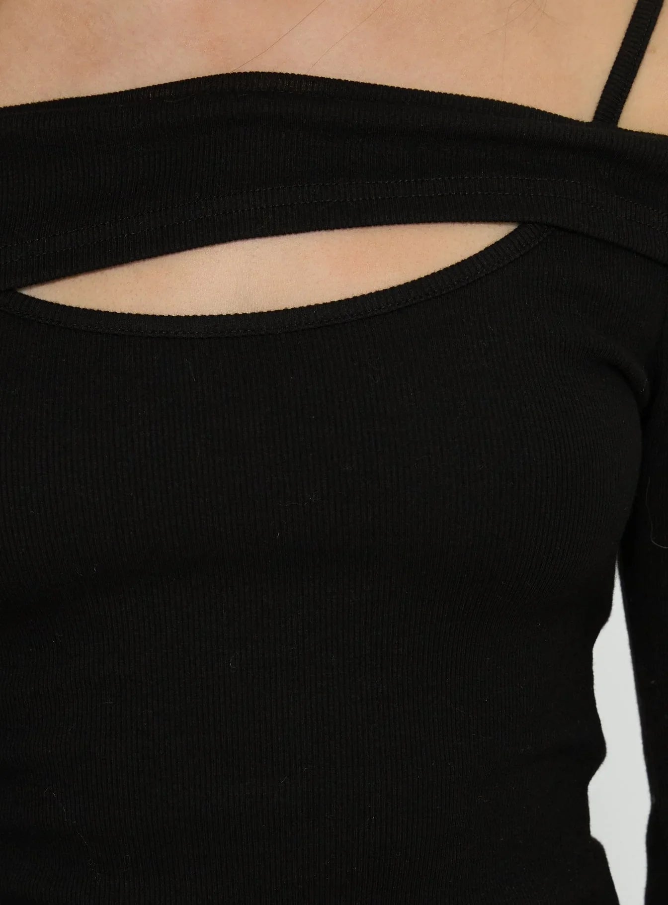 Elyana Layered Cut Out Long Sleeve Top Black