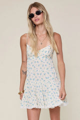 Macie Blue Floral Babydoll Mini Dress