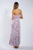 Selene Pink Paisley Floral Strapless Maxi Dress