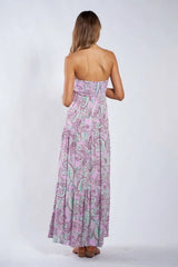Selene Pink Paisley Floral Strapless Maxi Dress