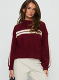 Catherin Crew Neck Knit Sweater Red White