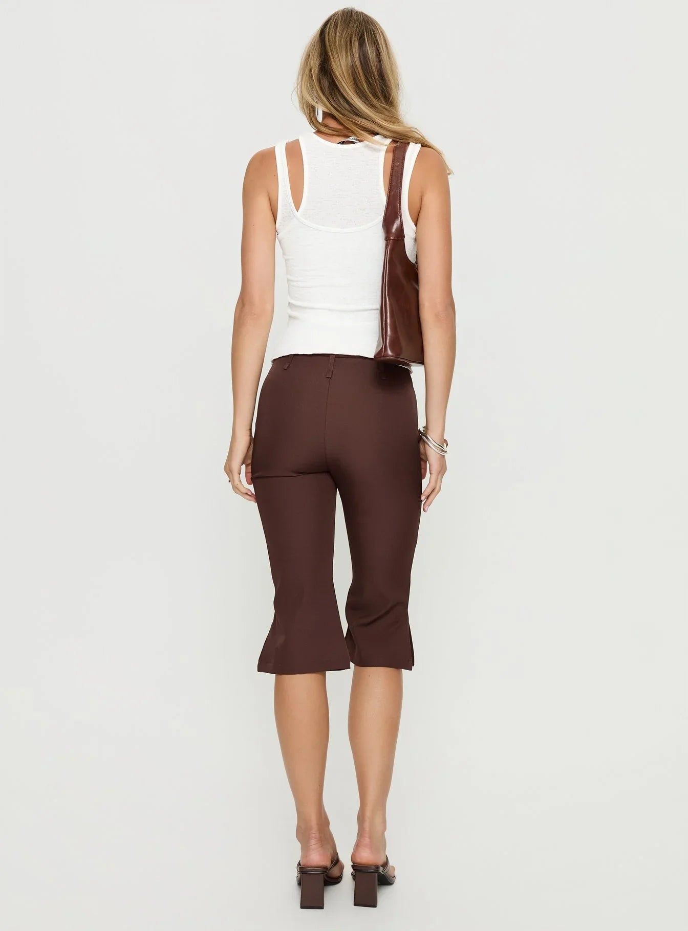 Giorgie Belted Capri Pant Chocolate Brown