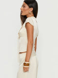 Aubrette Satin Collar Top Cream