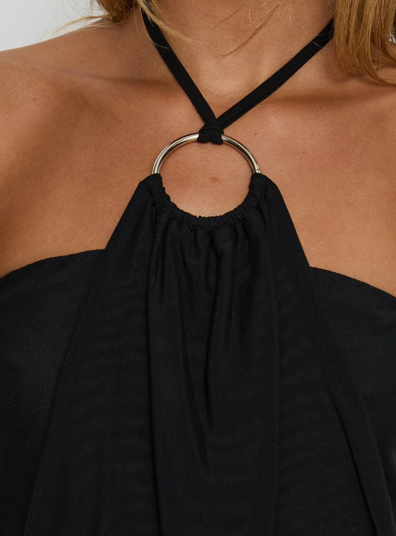 Hedlea Draped Ring Detail Top Black