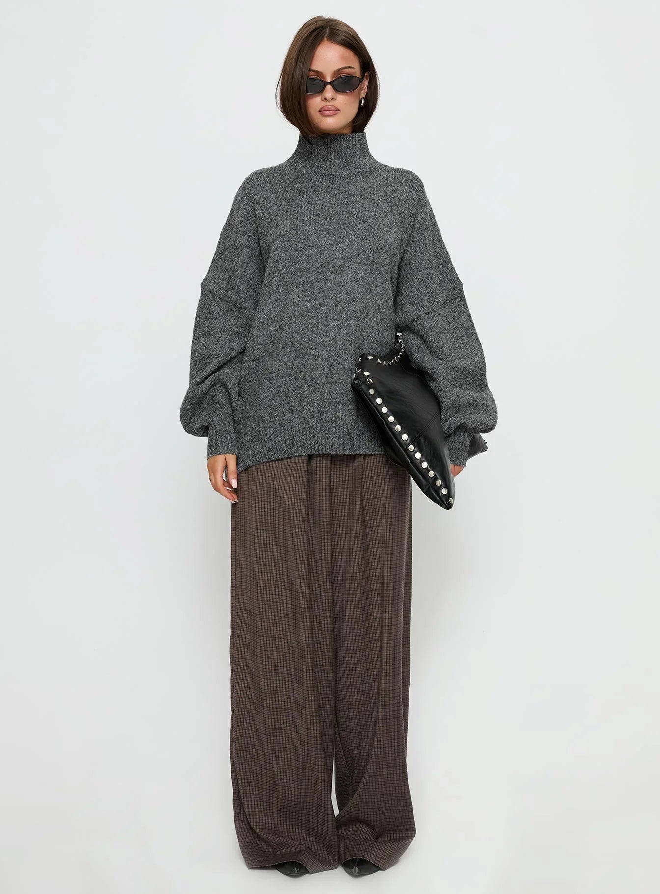 Bungala Oversized Relaxed Pants Brown Check