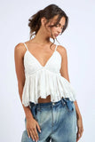Lexi White Ruffle Babydoll Cami Top