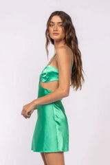 Jamie Green Satin O Ring Dress
