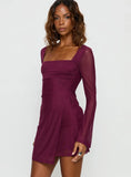 Martinez Long Sleeve Mini Dress Plum