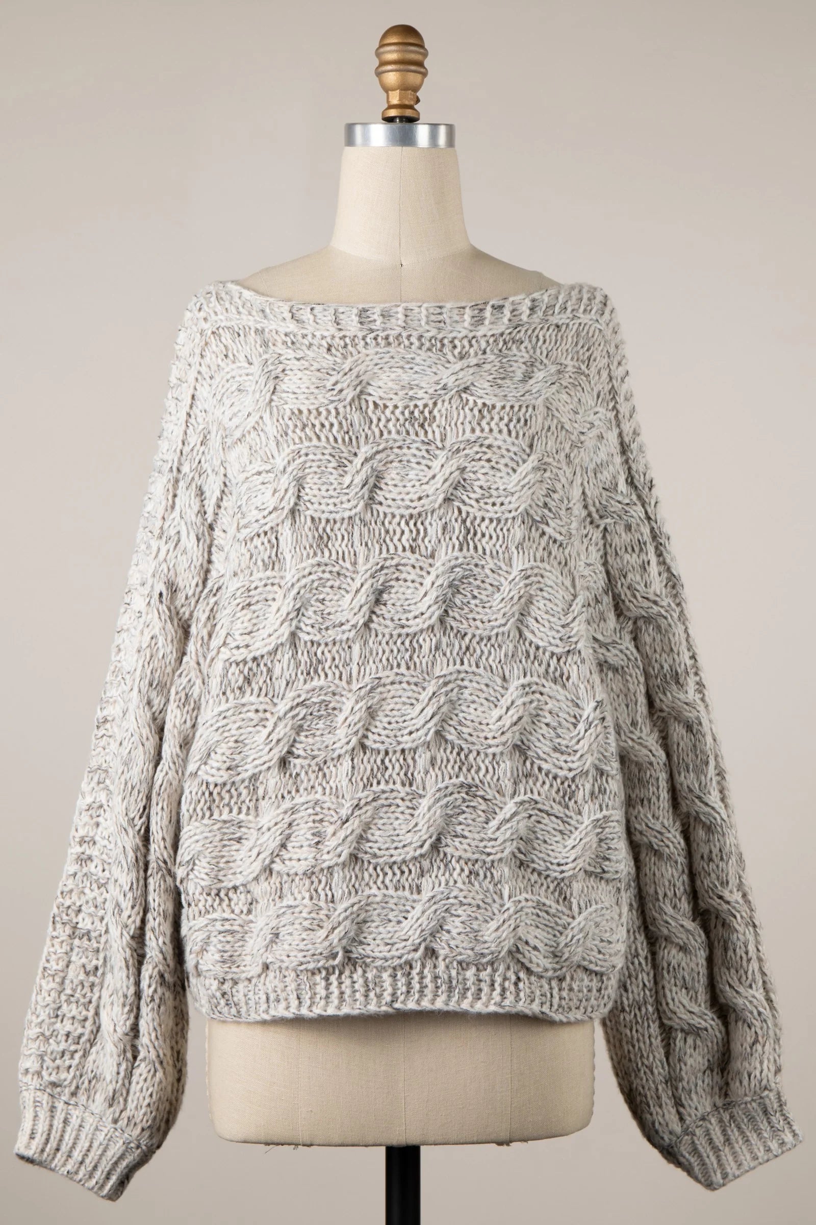 Willow Beige Oversized Cable Knit Sweater