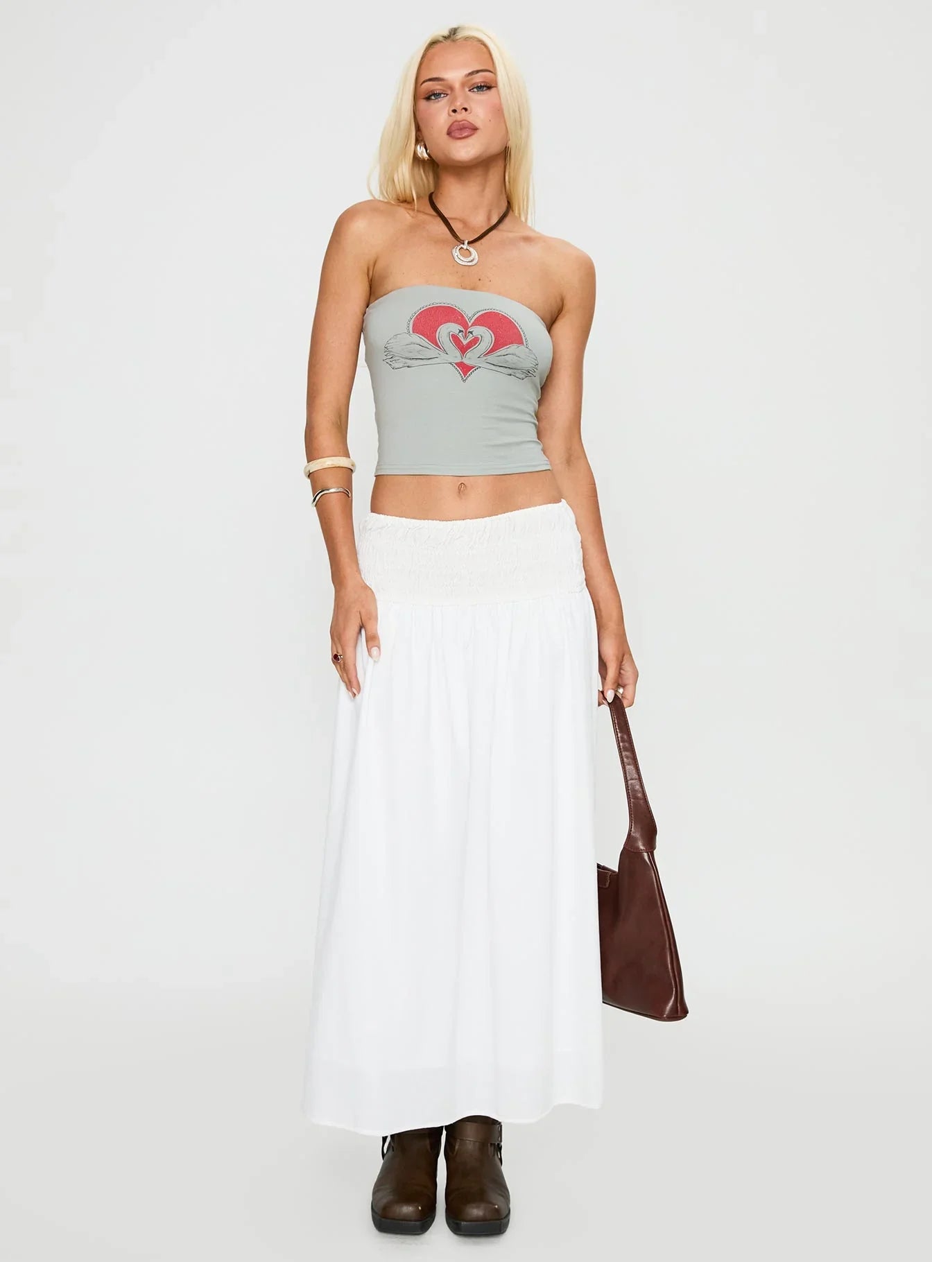 Swan Song Strapless Top Blue Grey