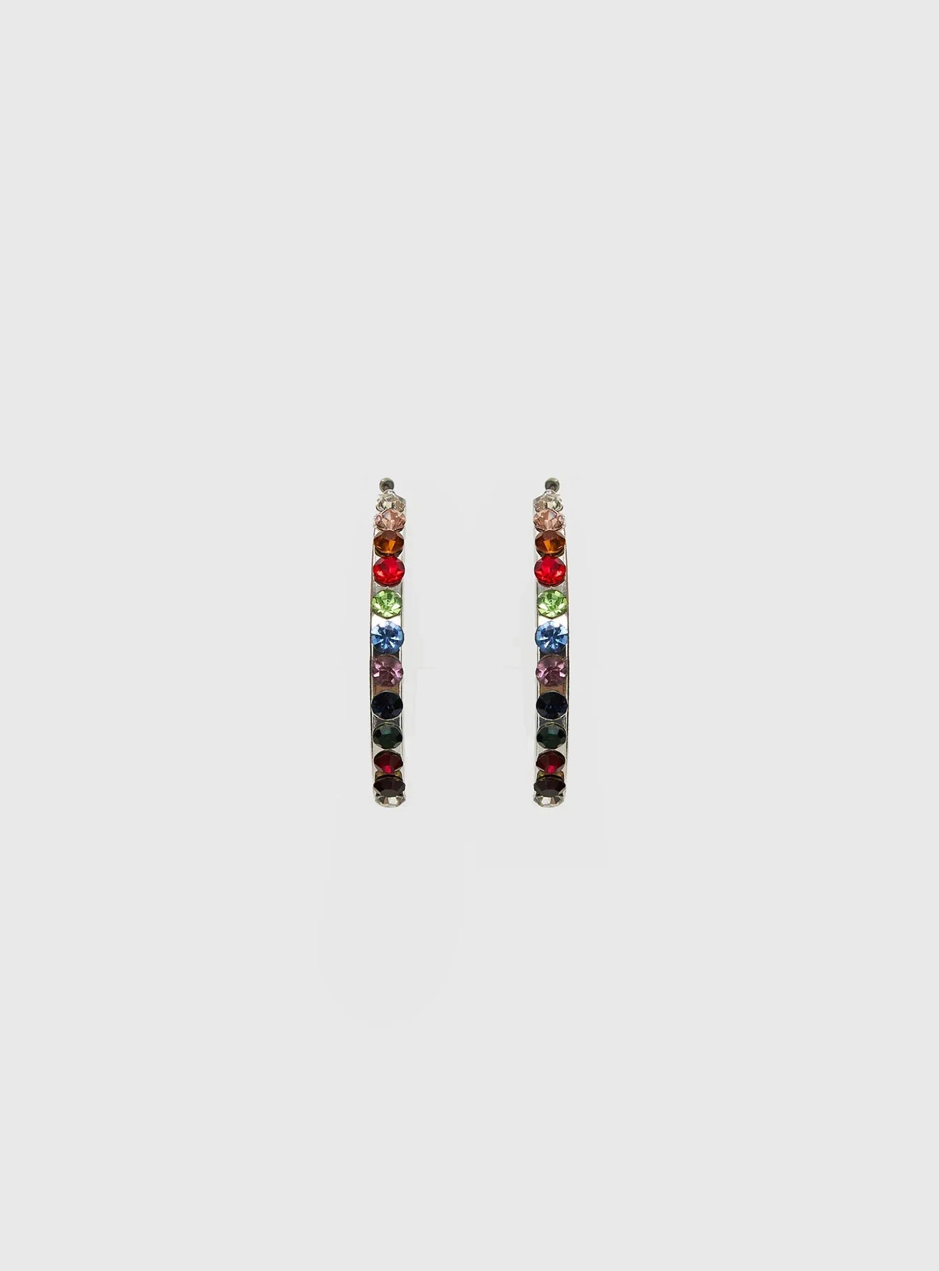 Leanah Gemstone Hoop Earrings Silver