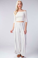 Amelia White Striped Drawstring Pants