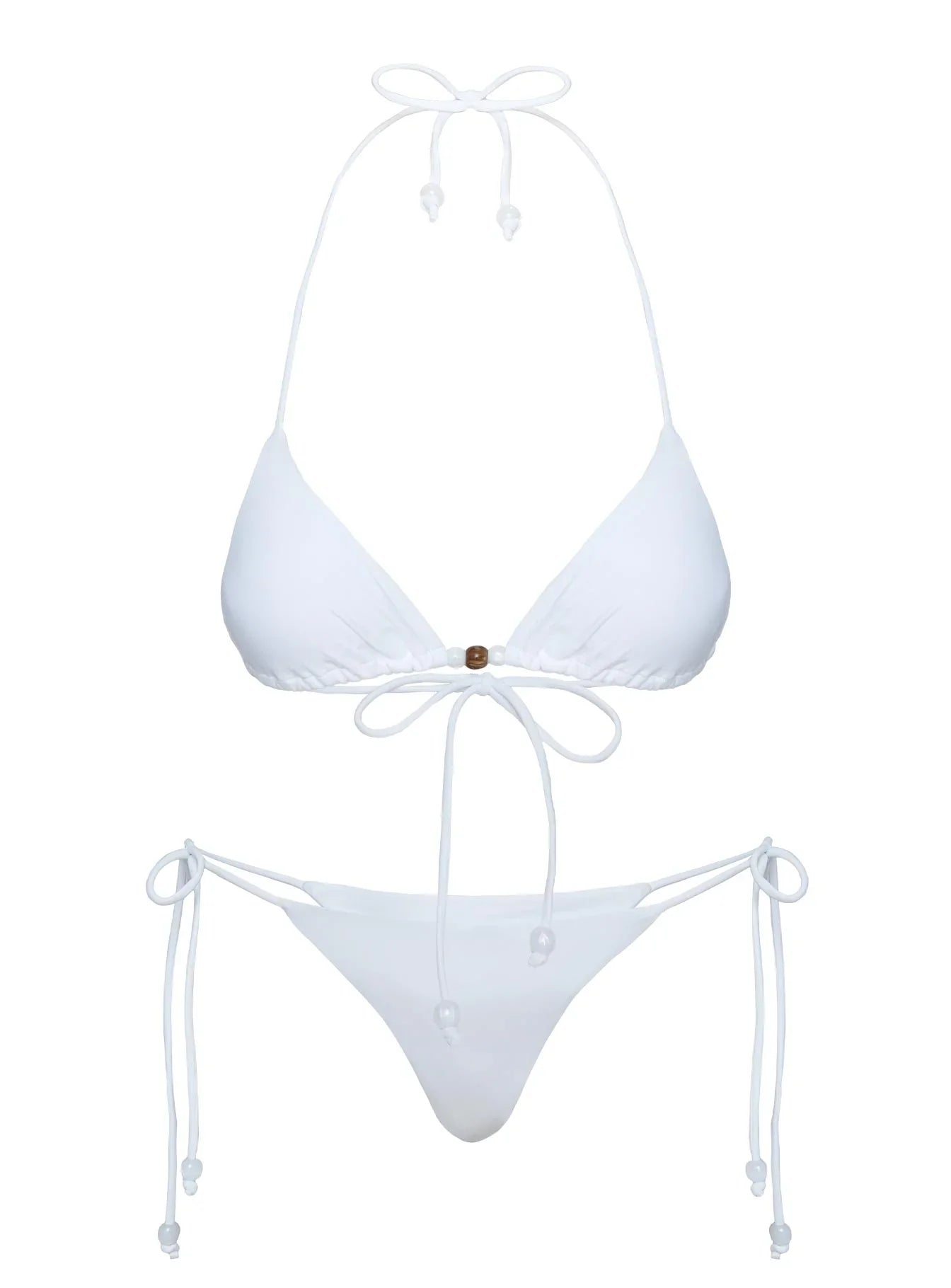 Flounder Bead Detail Triangle Bikini Top White