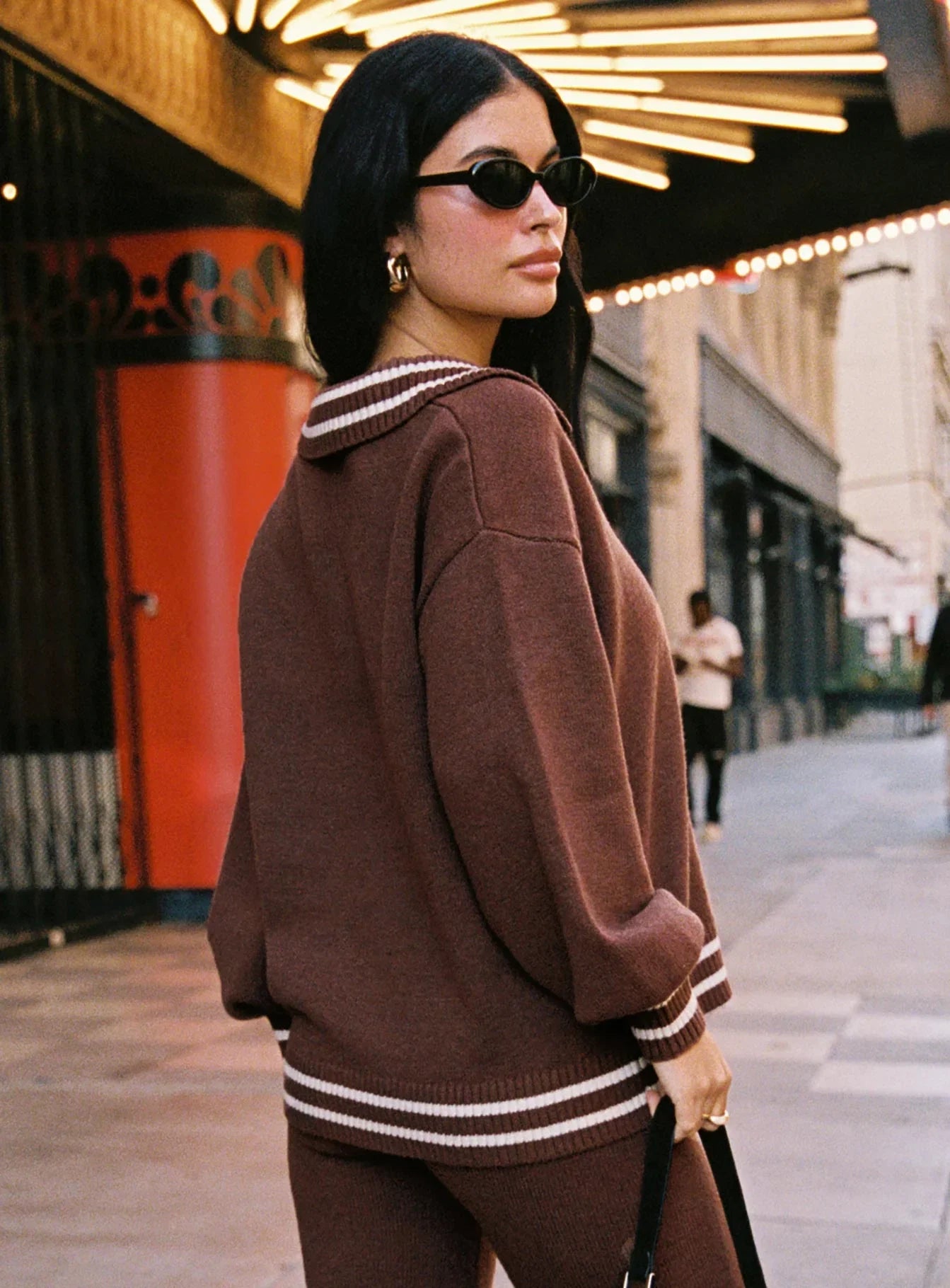 Square One Collared Jumper Brown Cream