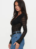 Secret Of Us Off Shoulder Lace Bodysuit Black