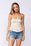 Amelia Peach Floral Strapless Top