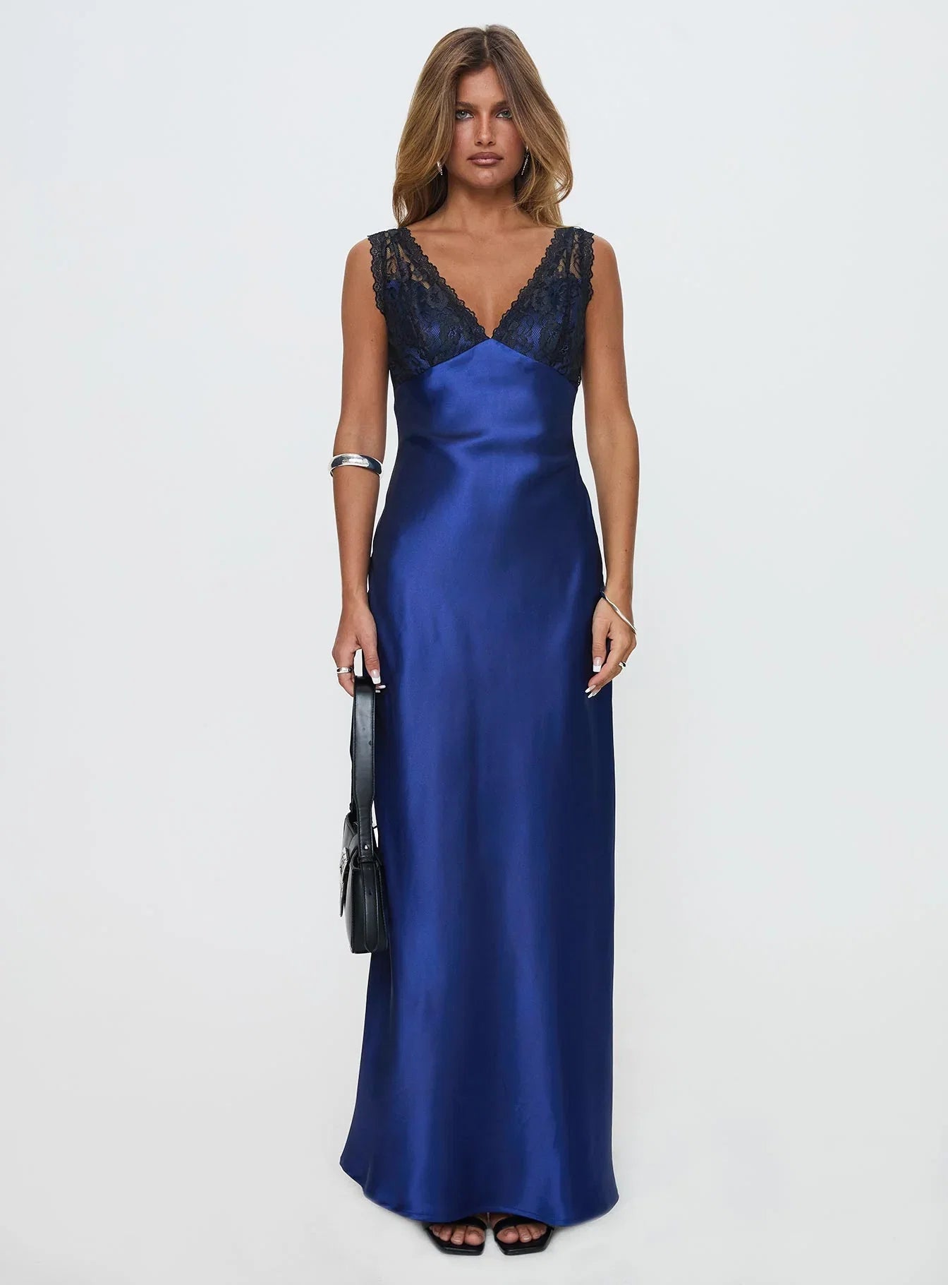 Voila Lace Maxi Dress Navy Black