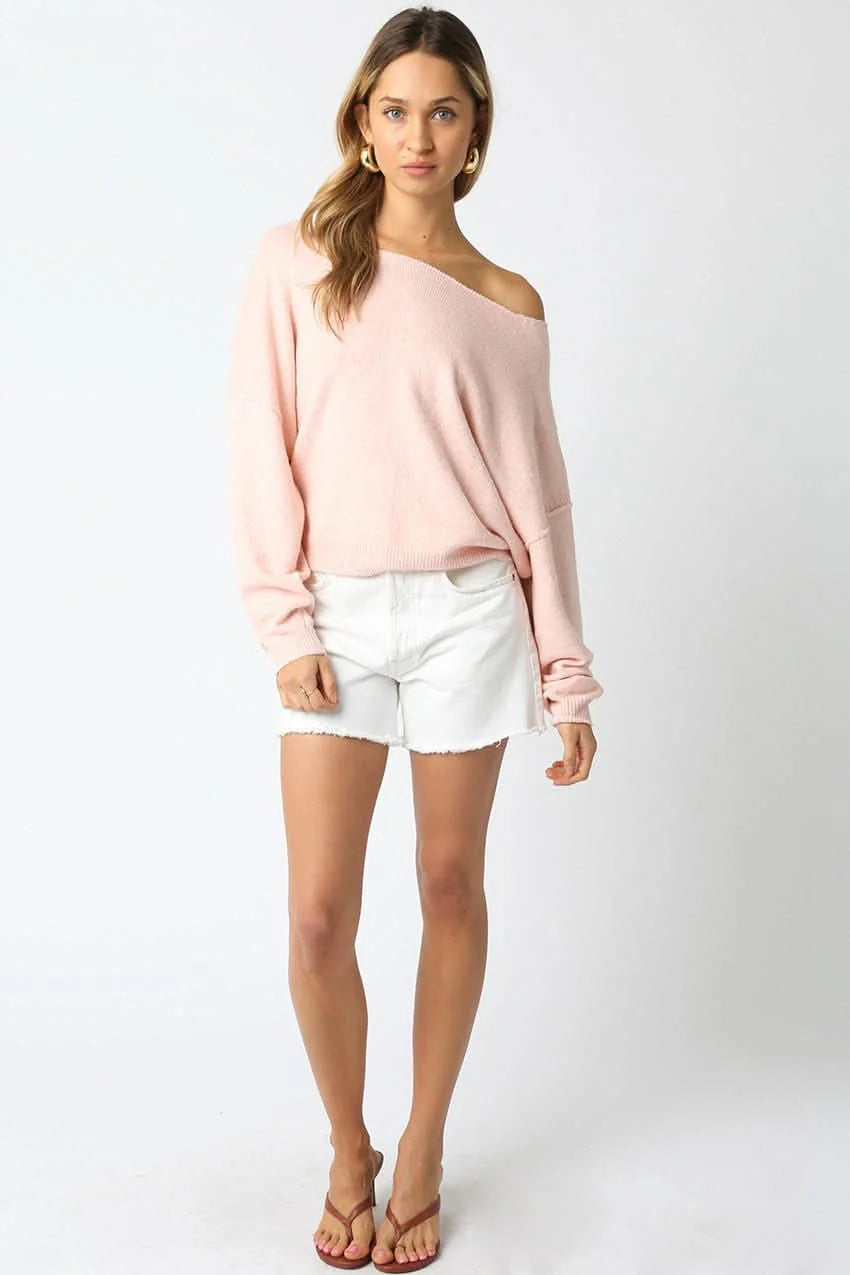 Cecily Light Pink Slouchy Pullover Sweater
