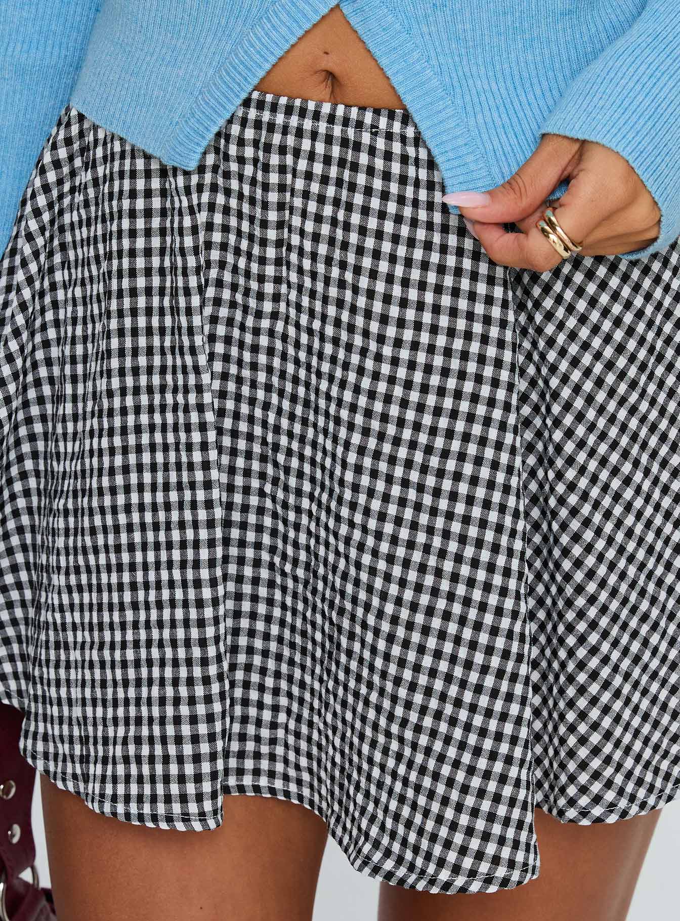 Sohogirl Flowy Mini Skirt Black White Gingham
