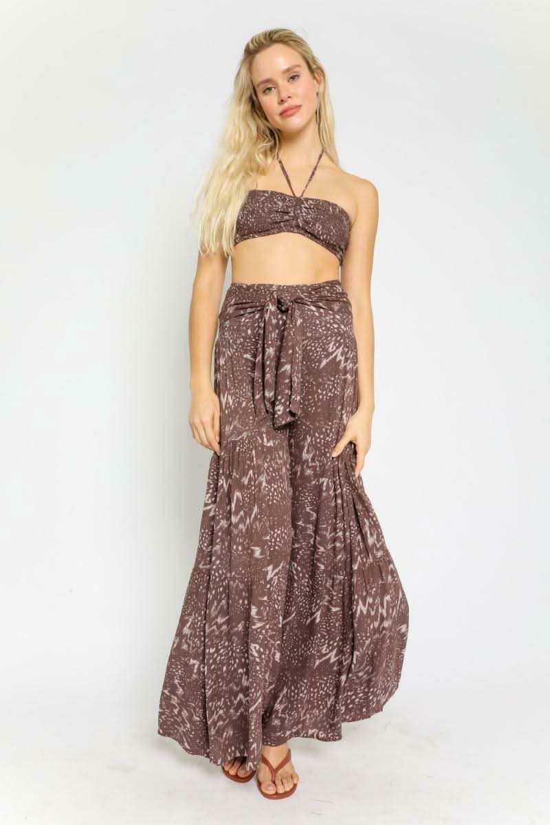By The Shore Etched Espresso Two Piece Jumpsuit