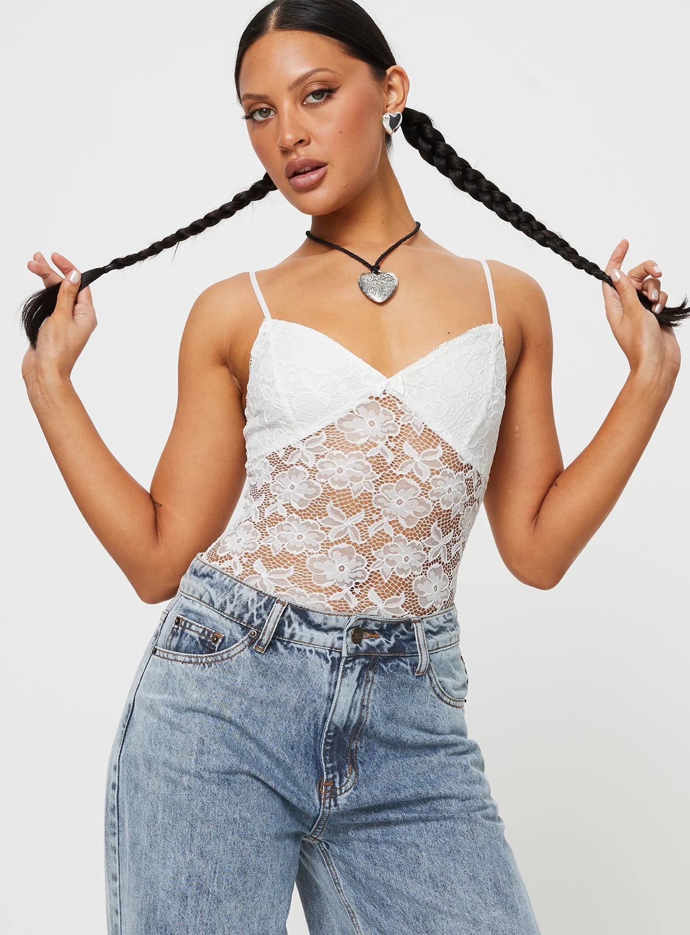 Pennard Lace Bodysuit White