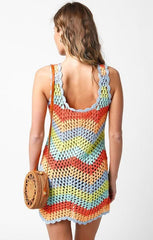 Mahalo Multi Color Crochet Cover Up Dress