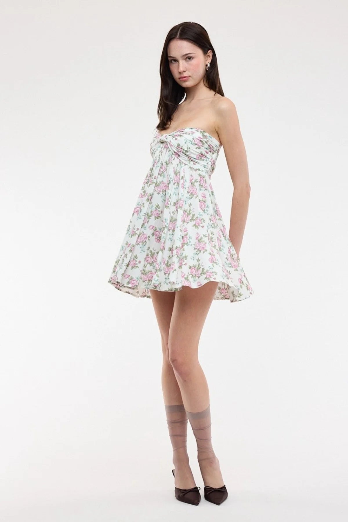 Colette White Purple Strapless Babydoll Dress