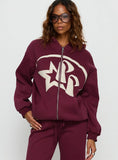 Princess Polly Stargirl Zip Through Jumper Burgundy