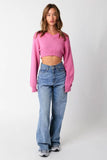 Mandie Pink V Neck Sweater Crop