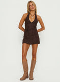 Codami Sequin Mini Dress Dark Brown