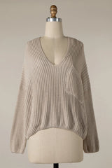 Brynn Beige V Neck Sweater