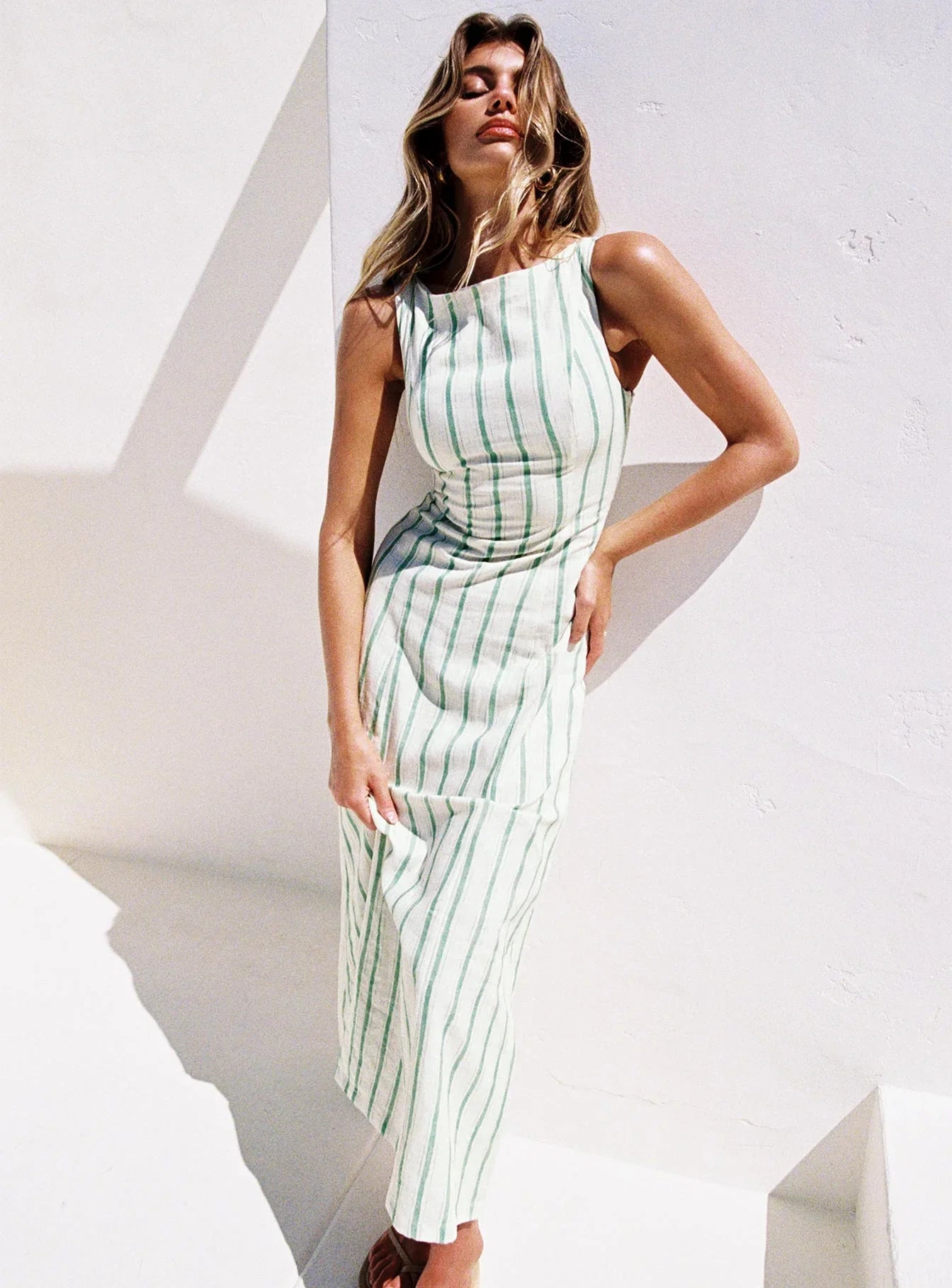 Lewisa Maxi Dress Green Stripe Petite