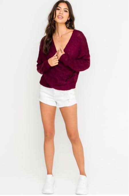 By Your Side Burgundy Wrap Sweater